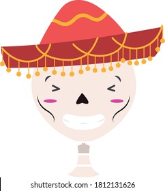 Mexican style skull figure with facial gesture