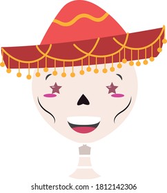 Mexican style skull figure with facial gesture