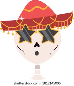 Mexican style skull figure with facial gesture