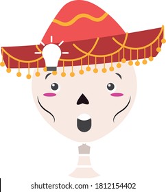 Mexican style skull figure with facial gestures