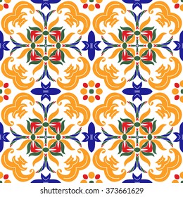 Mexican stylized talavera tiles seamless pattern. Background for design and fashion. Arabic, Indian patterns