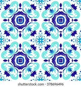 Mexican stylized talavera tiles seamless pattern. Background for design and fashion. Arabic, Indian patterns