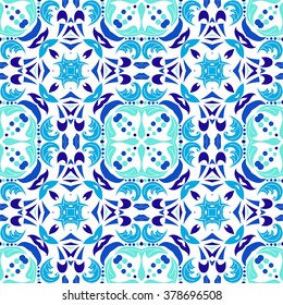Mexican stylized talavera tiles seamless pattern. Background for design and fashion. Arabic, Indian patterns