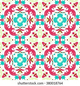 Mexican stylized talavera tiles seamless pattern. Background for design and fashion. Arabic, Indian patterns