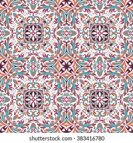 Mexican stylized talavera tiles seamless pattern. Background for design and fashion. Arabic, Indian patterns