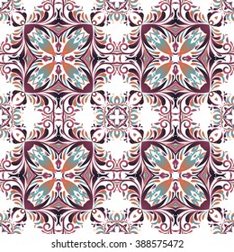 Mexican stylized talavera tiles seamless pattern. Background for design and fashion. Arabic, Indian patterns
