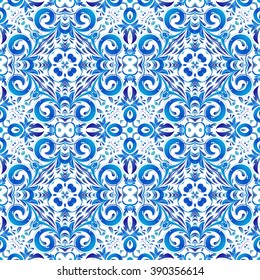 Mexican stylized talavera tiles seamless pattern. Background for design and fashion. Arabic, Indian patterns
