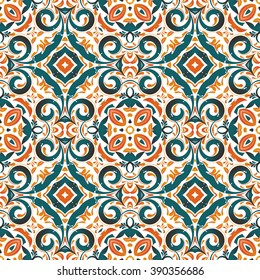 Mexican stylized talavera tiles seamless pattern. Background for design and fashion. Arabic, Indian patterns