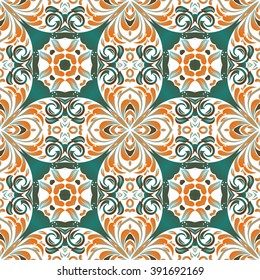 Mexican stylized talavera tiles seamless pattern. Background for design and fashion. Arabic, Indian patterns
