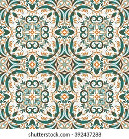 Mexican stylized talavera tiles seamless pattern. Background for design and fashion. Arabic, Indian patterns
