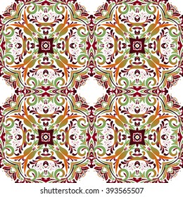 Mexican stylized talavera tiles seamless pattern. Background for design and fashion. Arabic, Indian patterns