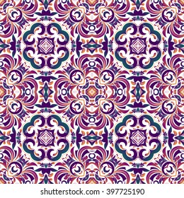 Mexican stylized talavera tiles seamless pattern. Background for design and fashion. Arabic, Indian patterns
