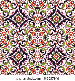 Mexican stylized talavera tiles seamless pattern. Background for design and fashion. Arabic, Indian patterns