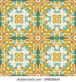 Mexican stylized talavera tiles seamless pattern. Background for design and fashion. Arabic, Indian patterns