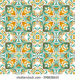 Mexican stylized talavera tiles seamless pattern. Background for design and fashion. Arabic, Indian patterns