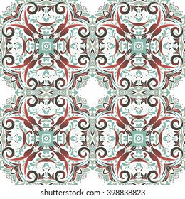 Mexican stylized talavera tiles seamless pattern. Background for design and fashion. Arabic, Indian patterns