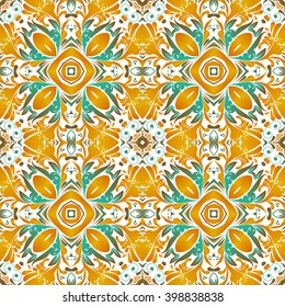 Mexican stylized talavera tiles seamless pattern. Background for design and fashion. Arabic, Indian patterns