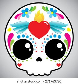 Mexican Sugar Candy Skull (Winged Heart)