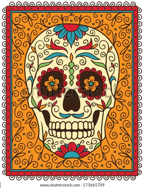 Mexican Sugar Skull Stock Vector (Royalty Free) 173665709 | Shutterstock