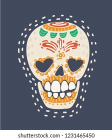 Mexican sugar skull (calavera) of Lover with heart shaped eyes - decoration for Day of the Dead (Dia de los Muertos). Halloween poster background, greeting card or t-shirt design.
