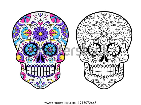 Mexican Sugar Skull coloring\
page