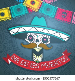 mexican sugar skull, day of the dead poster