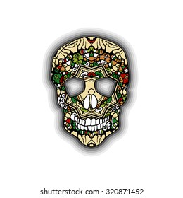 Mexican sugar skull for the Day Of The Dead Skull. Vector tribal illustration.Festive multicolor ornament.