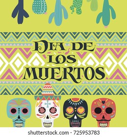 Mexican sugar skull, day of the dead or "Dia de muertos" poster. Vector illustration