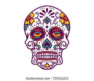 mexican sugar skull day of the dead. Dia de los Muertos. vector illustration