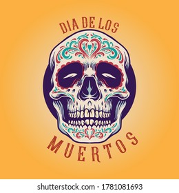 Calavera de azúcar mexicana Dia De Los Muertos Ilustraciones de mercancía