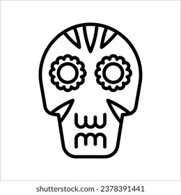 Mexican sugar skull, Dia de los Muertos icon vector illustration on white background