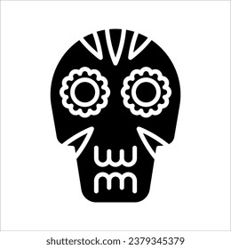 Mexican sugar skull, Dia de los Muertos icon vector illustration on white background