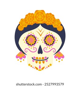 Mexican sugar skull for Dia de los Muertos. Traditional mexican holiday day of the dead object