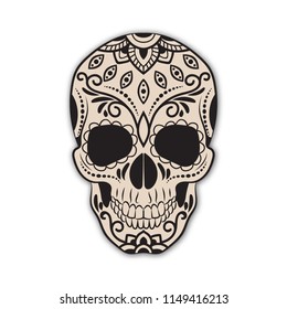 Mexican sugar skull Sugar skull with floral ornament illustration.