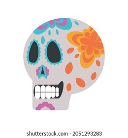 mexican sugar skull icon isolated