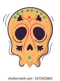 Mexican Sugar Skull Icon Isolated