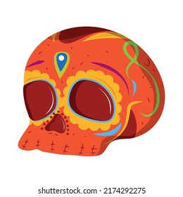 Mexican Sugar Skull Icon Isolated