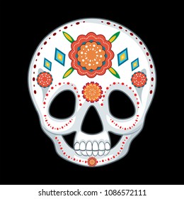 Mexican Sugar Skull on White Background illustration