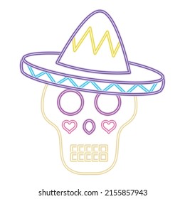 mexican sugar skull on white background