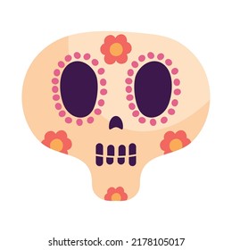 mexican sugar skull on white background