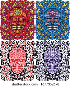 
mexican sugar skull with ornaments, design t shirts