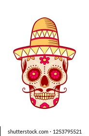 Traditional Mexican Skull Sombrero Vector Skull Stock Vector (Royalty ...