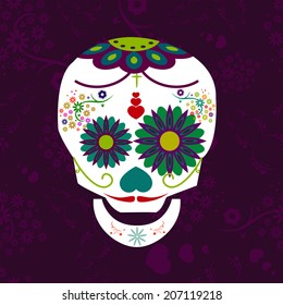 Mexican sugar skull, vector illustration