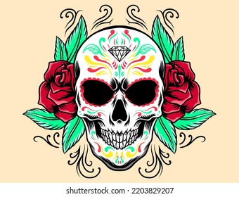 Mexican sugar skull vector illustration
