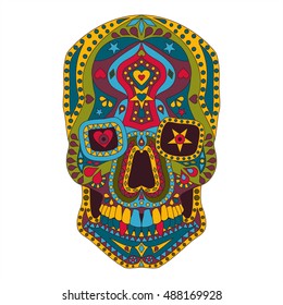 Mexican Sugar skull vector illustration. Design for  tattoo, poster, banner, textiles