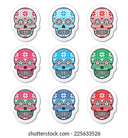 Mexican sugar skull with winter Nordic pattern 