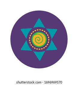 mexican sun painted block and flat style vector illustration design
