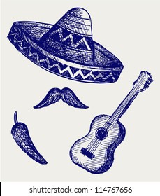 Mexican Symbols. Doodle style