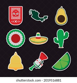 Diseño de iconos de símbolos mexicanos