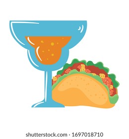 Mexican taco and cocktail design, Mexico culture tourism landmark latin and party theme Vector illustration